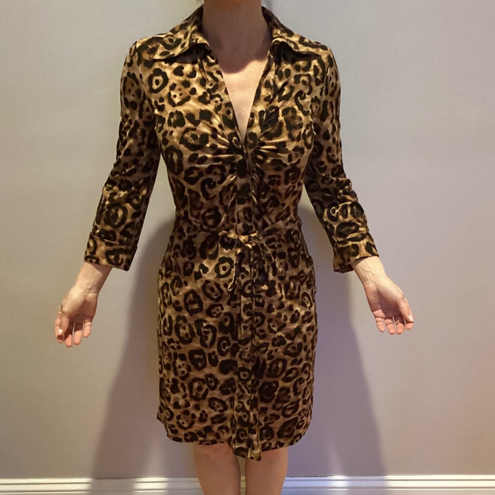 INC button up tie front dress